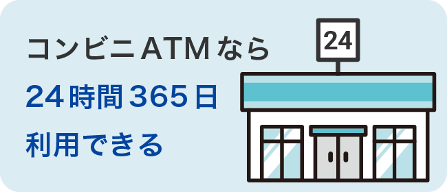 コンビニATMなら24時間365日利用できる