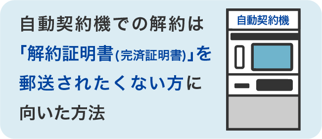 自動契約機での解約は「解約証明書(完済証明書)」を郵送されたくない方に向いた方法