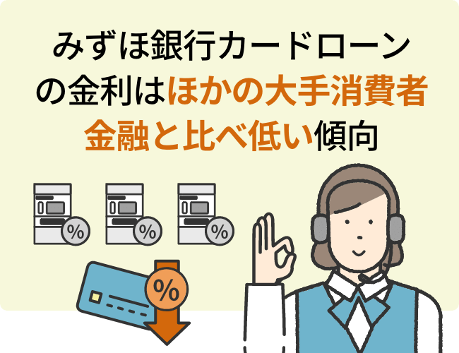 みずほ銀行カードローンの金利はほかの大手消費者金融と比べ低い傾向