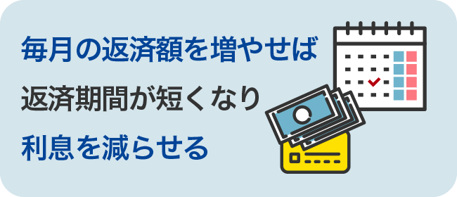 毎月の返済額を増やせば返済期間が短くなり利息を減らせる