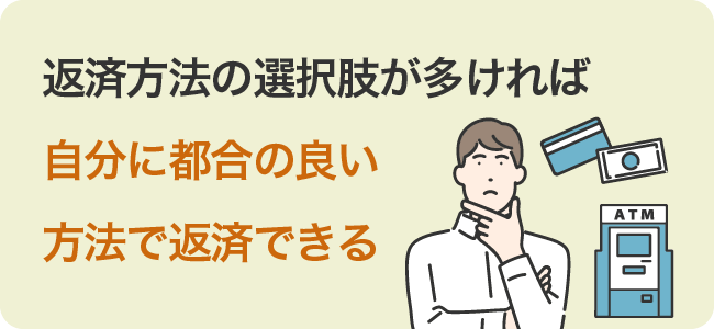 返済方法の選択肢が多ければ自分に都合の良い方法で返済できる