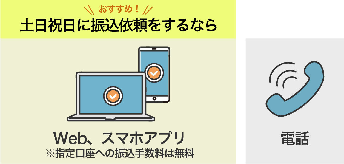 土日祝日に振込依頼をするならWeb・スマホアプリ