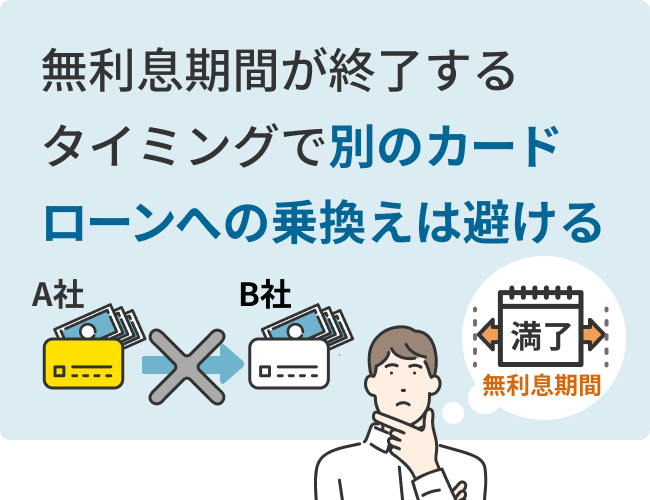 無利息期間が終了するタイミングで別のカードローンへの乗換えは避ける