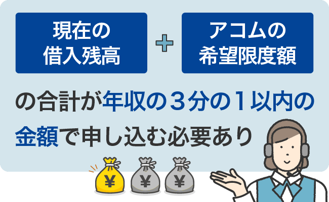 年収の3分の1以内の金額で申し込む必要あり