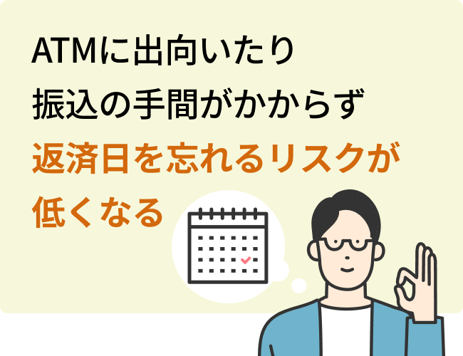 ATMに出向いたり振込の手間がかからず返済日を忘れるリスクが低くなる