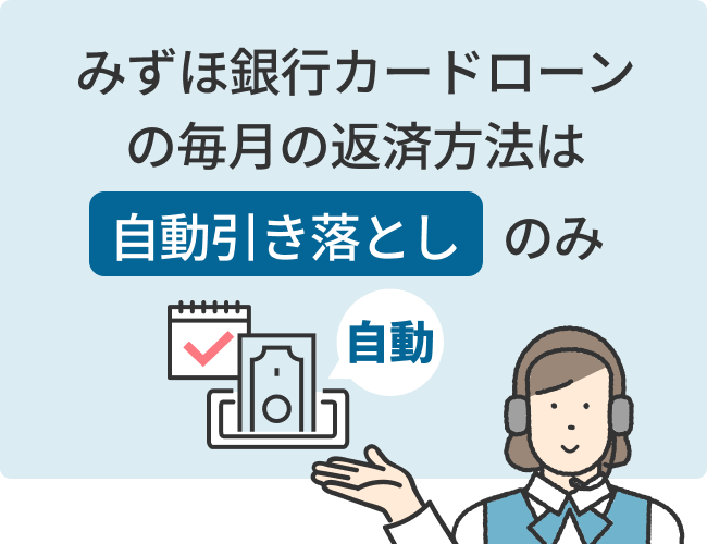 みずほ銀行カードローンの毎月の返済方法は口座からの「自動引き落とし」のみ