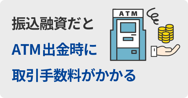 振込融資だとATM出勤時に取引手数料がかかる