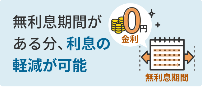 無利息期間がある分、利息の軽減が可能