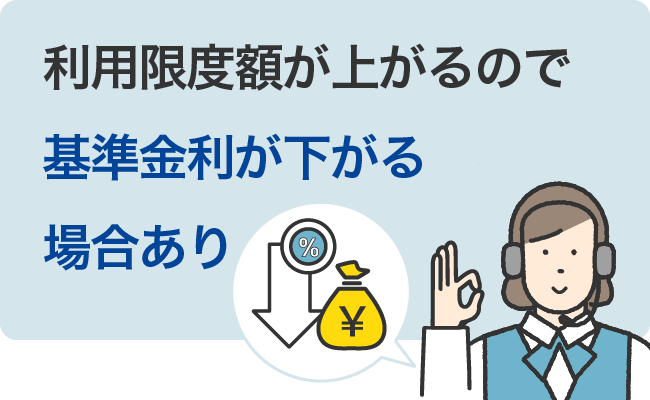 利用限度額が上がるので基準金利が下がる場合あり