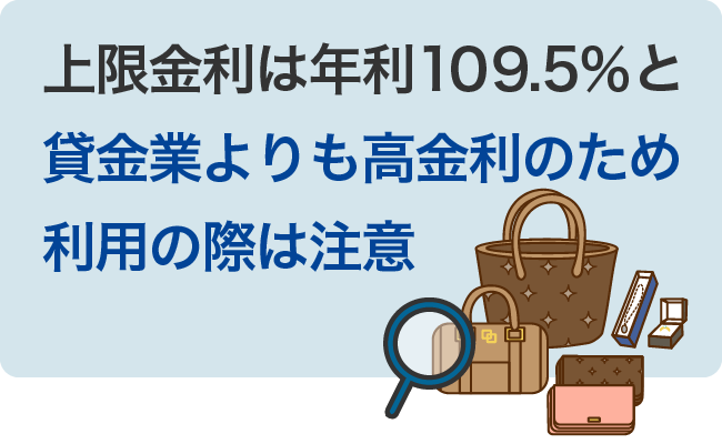 上限金利は年利109.5％と貸金業よりも高金利のため利用の際は注意