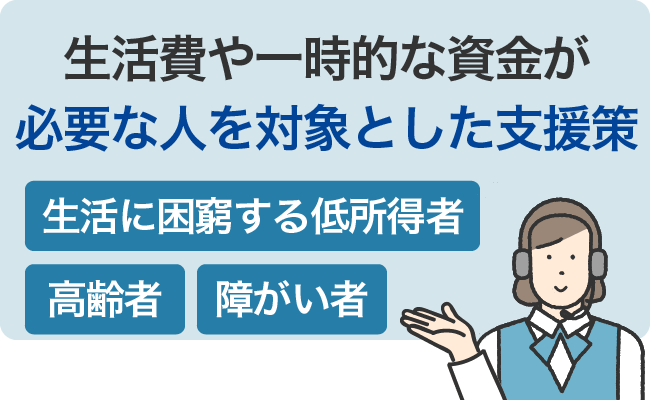 生活費や一時的な資金が必要な人を対象とした支援策