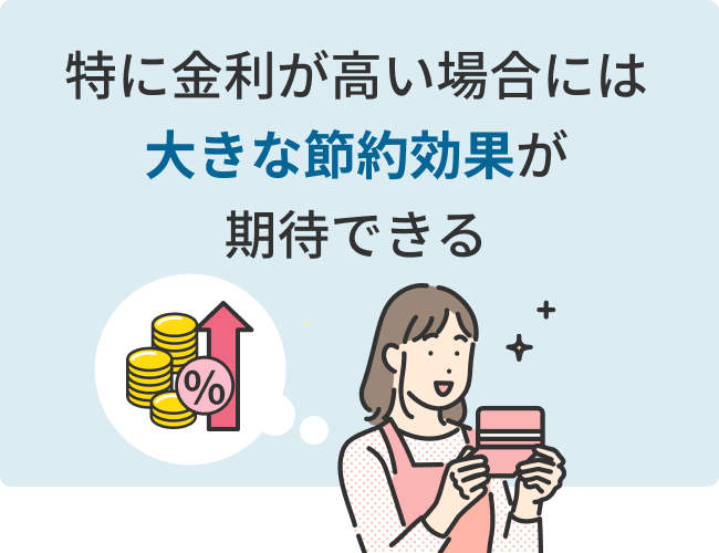 特に金利が高い場合には大きな節約効果が期待できる