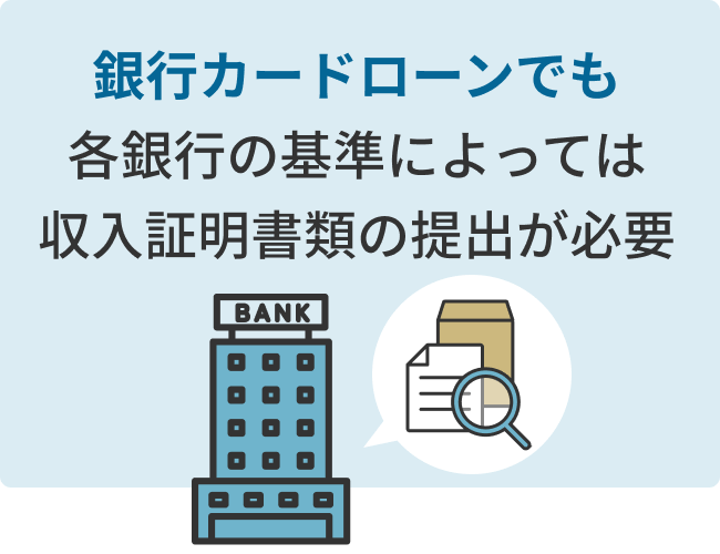 銀行カードローンでも各銀行の基準によっては収入証明書類の提出が必要